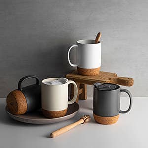 a variety of ceramic mugs