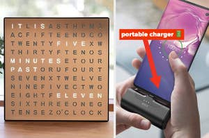 A word clock and a portable charger