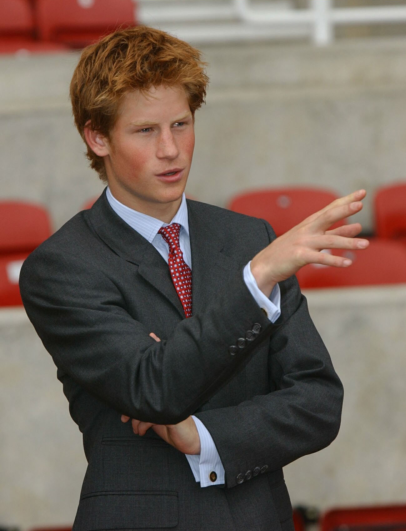 Prince Harry talking and gesturing