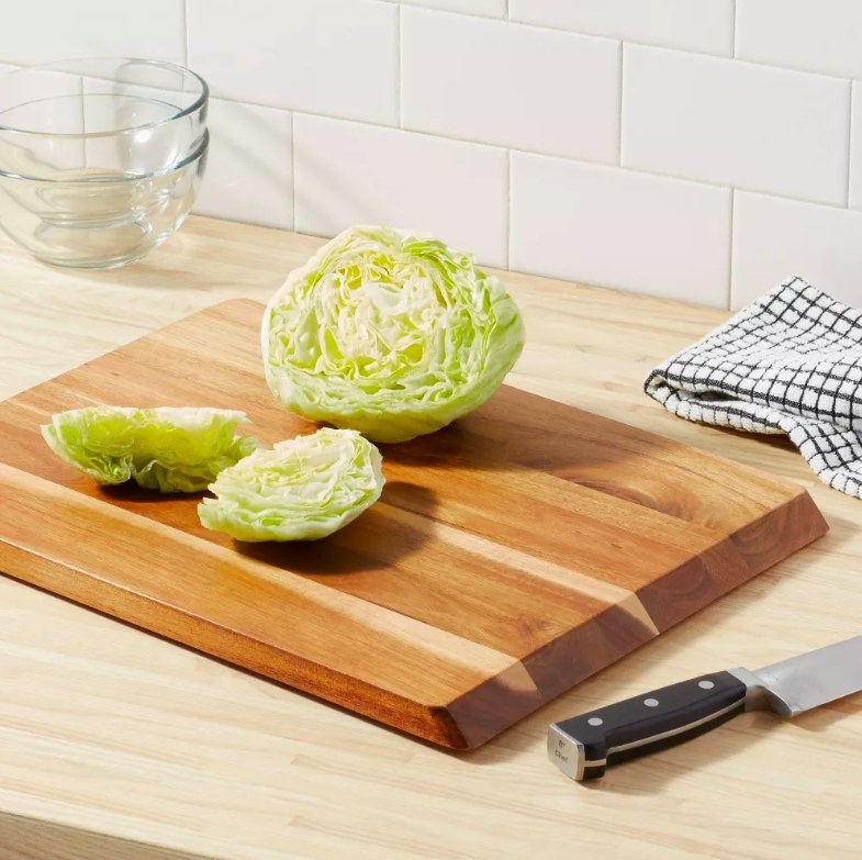 Cabbage on wood cutting board