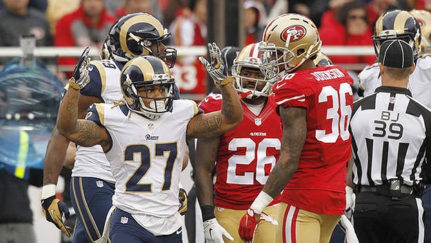An arrest warrant was issued for the Rams' third-year running back Tre Mason after he missed court Thursday.