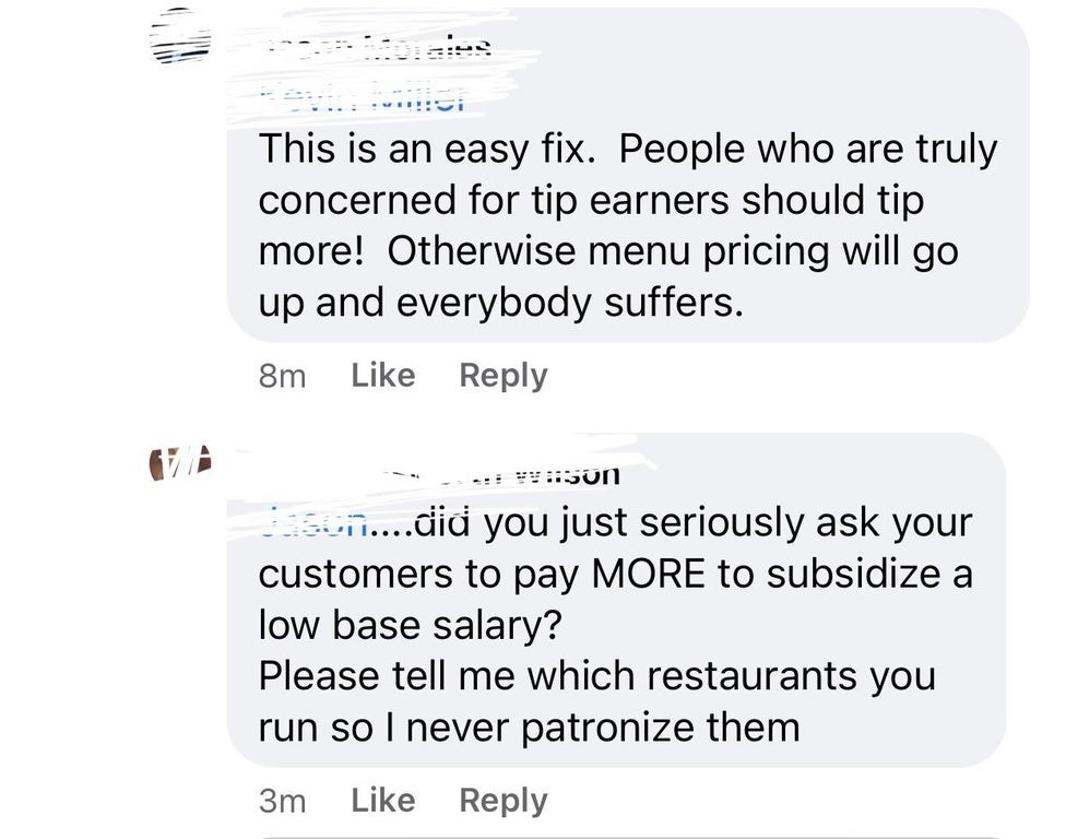 &quot;Did you just seriously ask your customers to pay MORE to subsidize a low base salary?&quot;