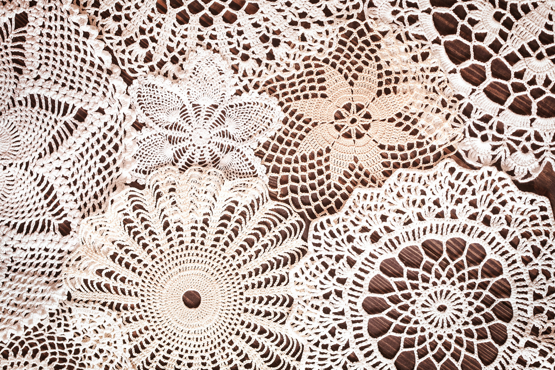 Close-up of doilies