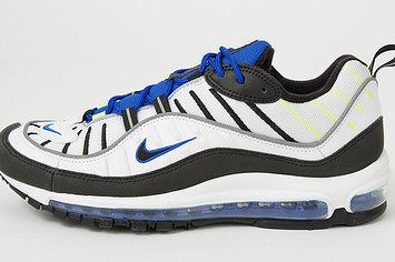 Nike Air Max 98 'White/Black/Racer Blue/Volt' 640744 103 (Lateral)