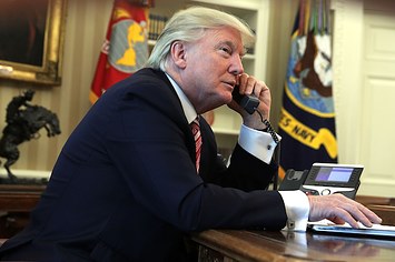 Donald Trump on the phone.