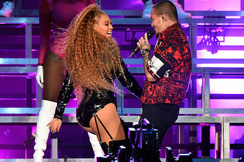 Beyonce Knowles and J Balvin perform onstage at Coachella.