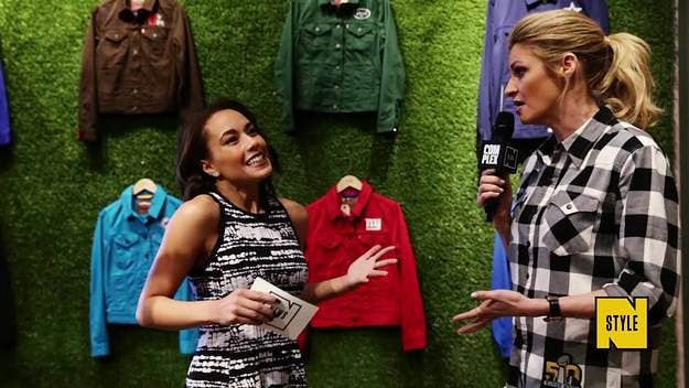 Erin Andrews talks everything from athleisure apparel, to women coaching in the NFL, to Ryan Seacrest during our interview at Super Bowl 50