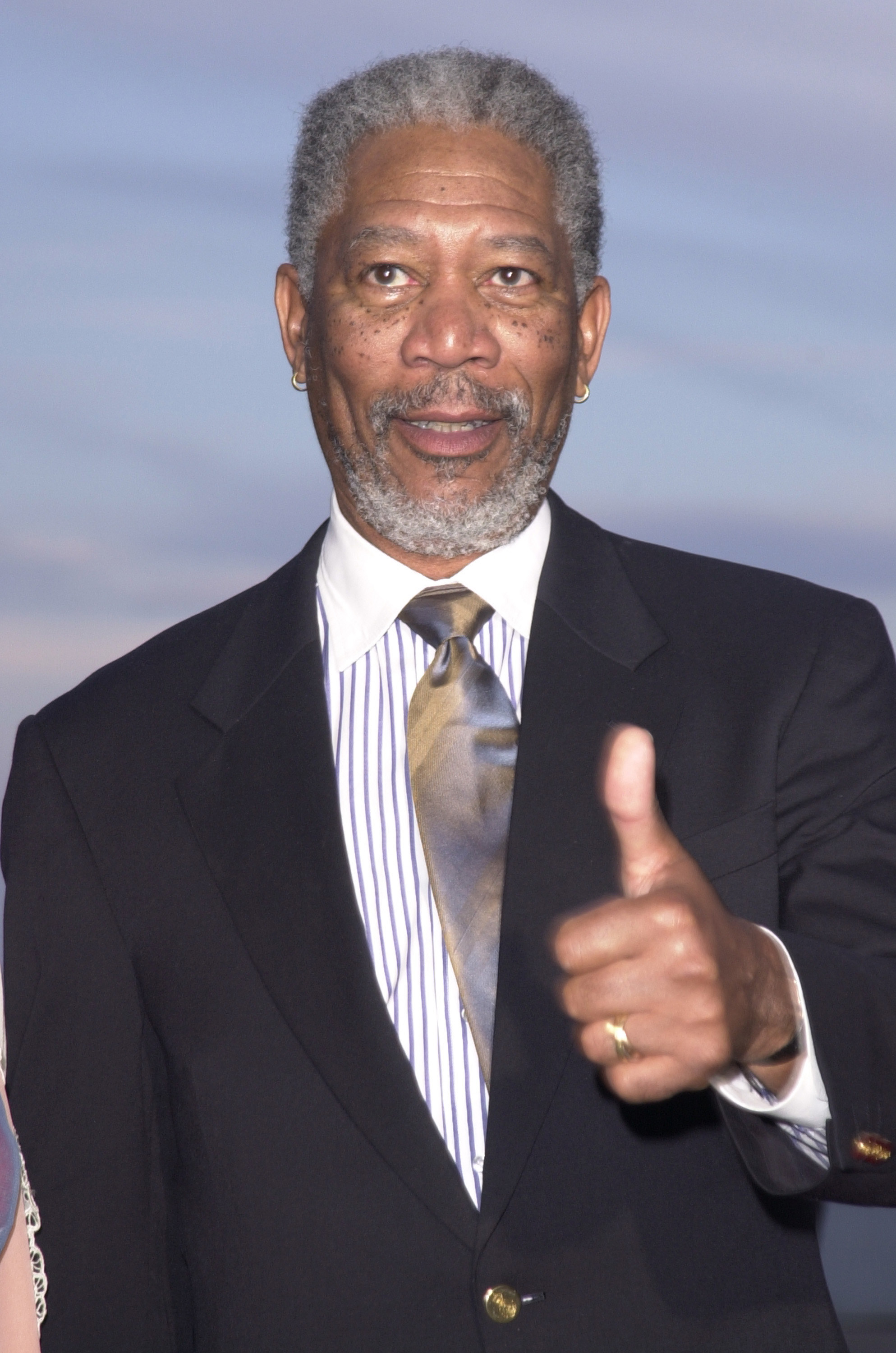 Morgan Freeman giving the thumbs-up sign