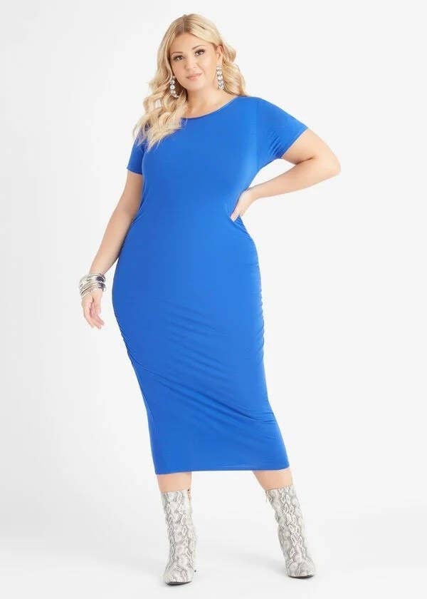 Ashley Stewart Plus Size Blue Multi-Print Tunic Dress (Size 22/24)