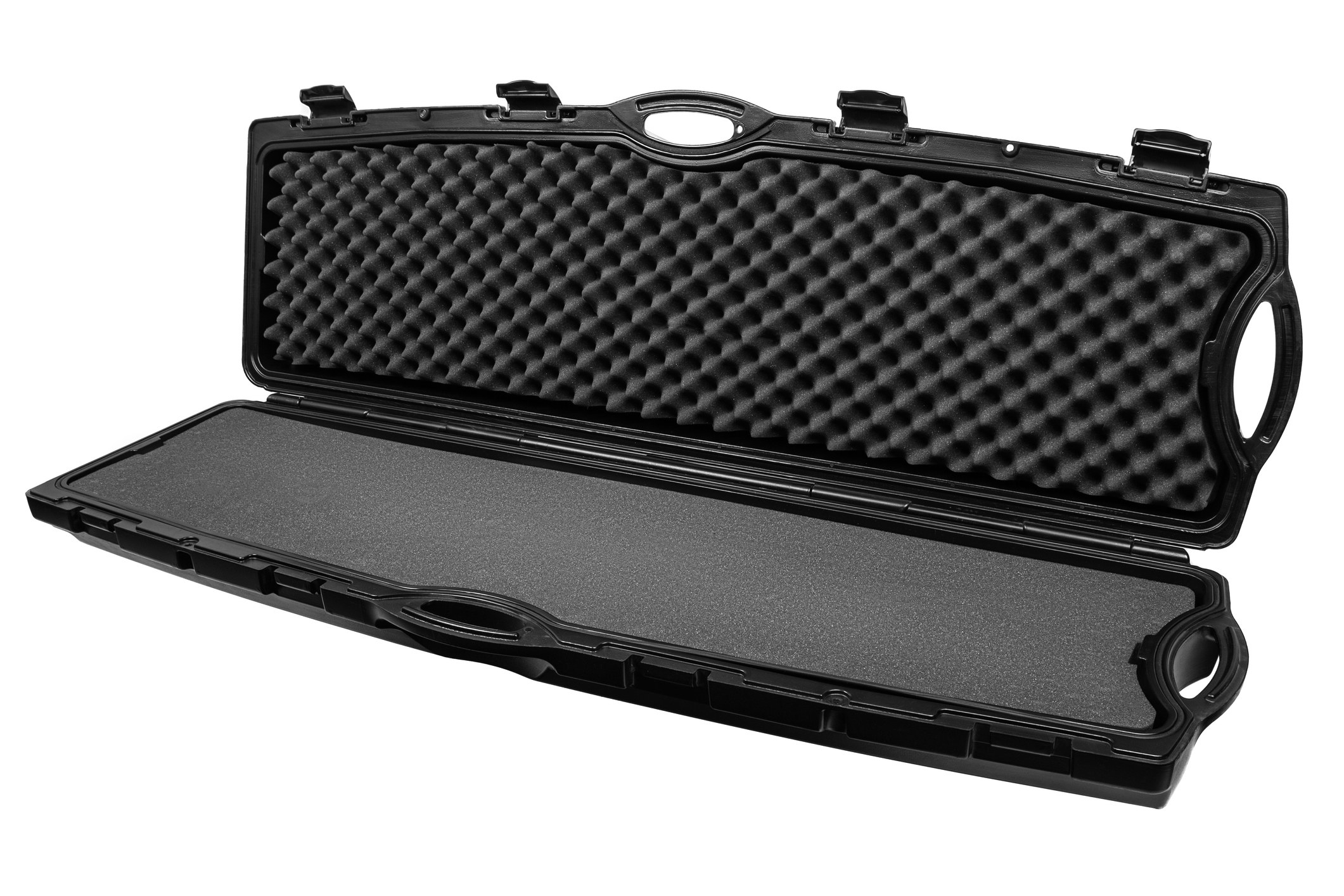 An open rifle case