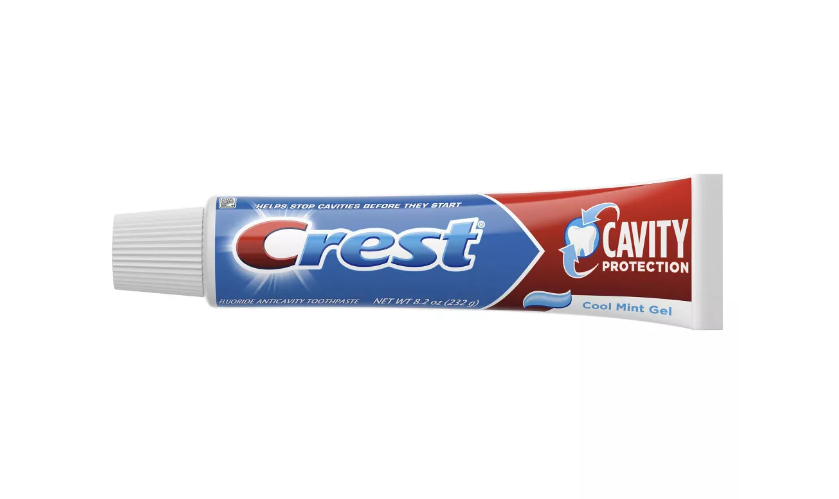 A tube of Crest toothpaste