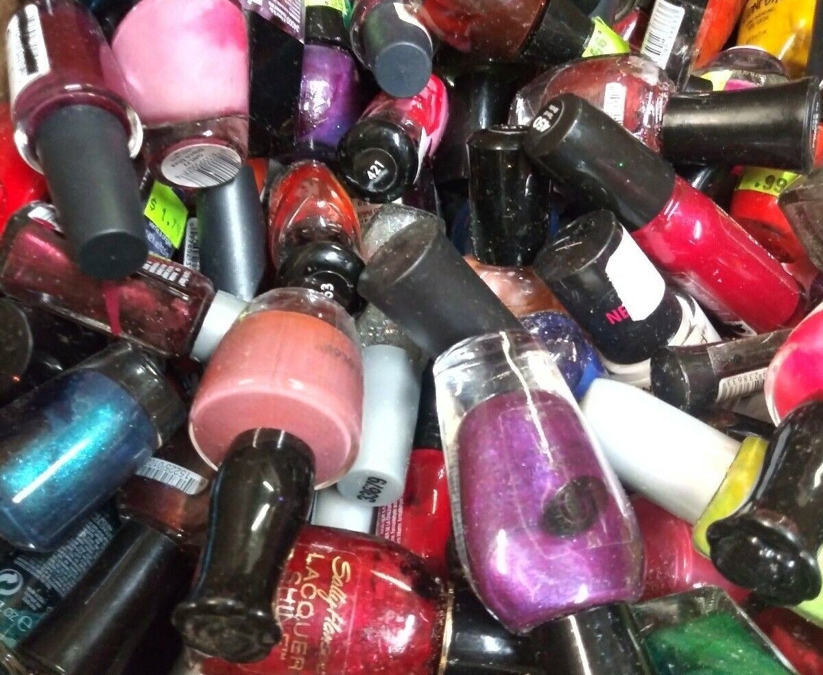 A pile of nail polishes