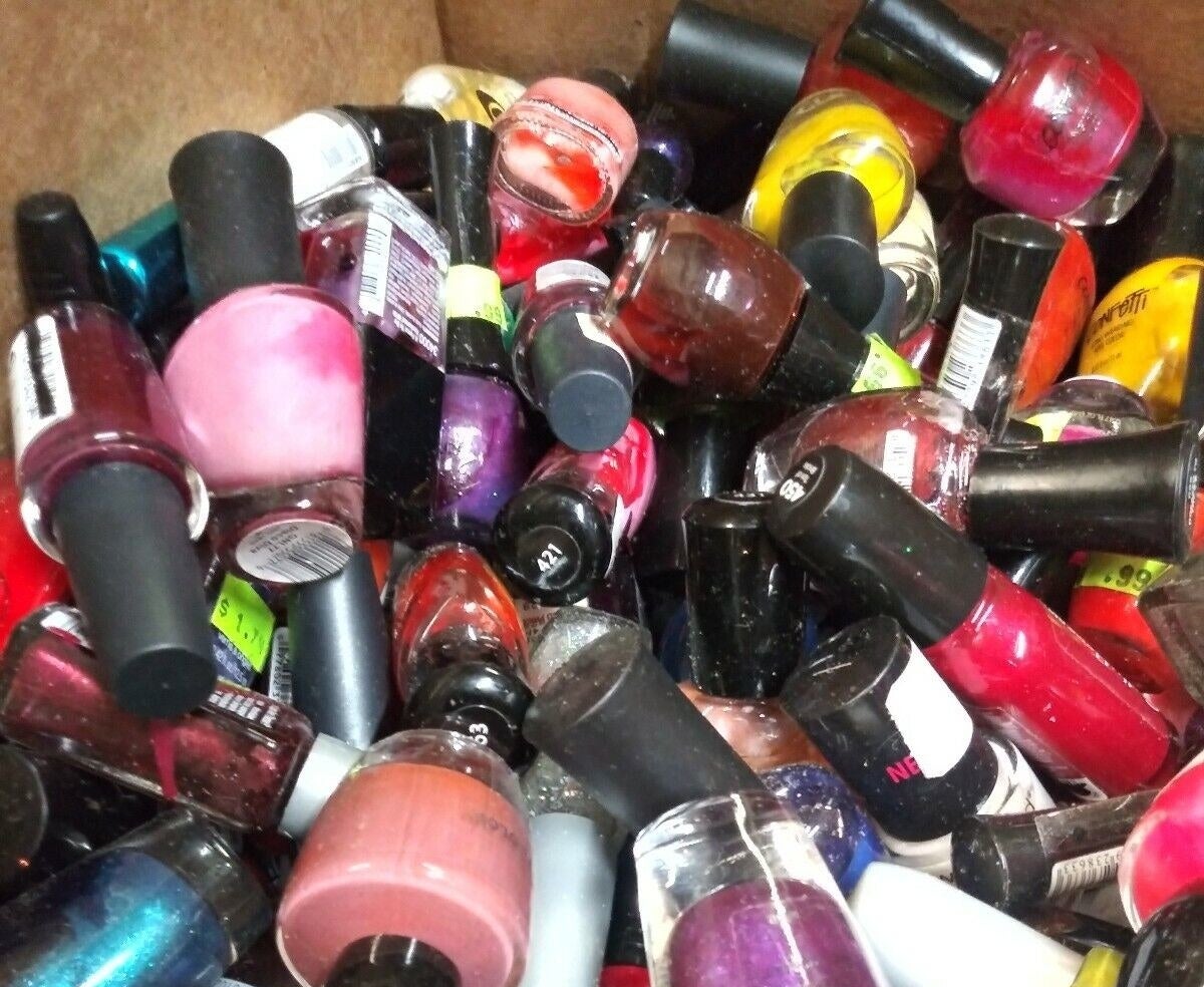 A pile of nail polishes