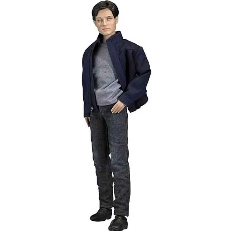 Peter Parker doll in jeans, a sweater, and a jacket