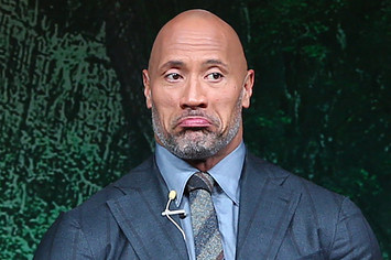 American actor Dwayne Johnson attends the press conference.