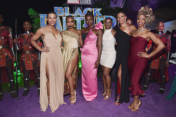 Danai Gurira and 'The Dora Milaje' actors at the Los Angeles World Premiere of Black Panther