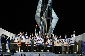 This is a photo of the Miracle on Ice USA Hockey Team