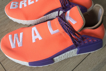 Pharrell x Adidas NMD Hu Breathe Walk Orange Purple Sample Profile