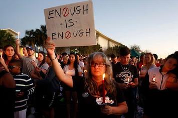 A vigil is held for the victims of the Parkland high school shooting.