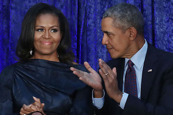 Former U.S. President Barack Obama and first lady Michelle Obama.