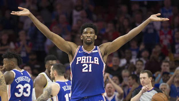 Embiid shares his go-to pickup line for all media within earshot.