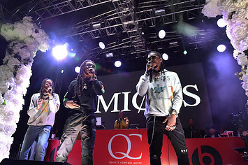Recording artists Quavo, Takeoff, and Offset of music group Migos