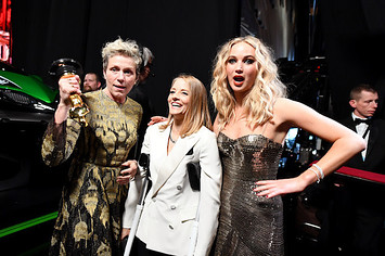 Frances McDormand, Jodie Foster, and Jennifer Lawrence at the 2018 Oscars.