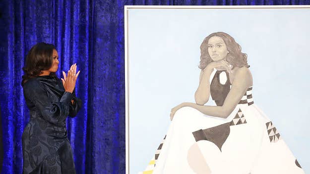 Michelle Obama's portrait managed to drop the jaw of this adorable toddler.