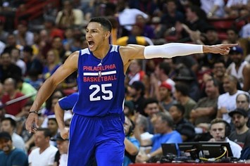 Ben Simmons playing in Philadelphia 76ers exhibition game