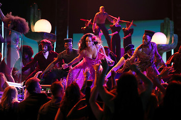 Rihanna performing at the Grammys.