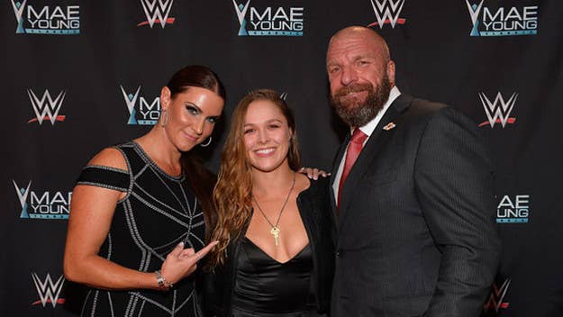 Rousey shocked the world during the end of tonight's first-ever all-women's Royal Rumble match.