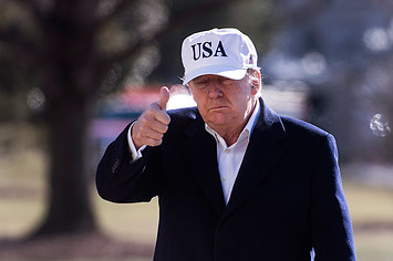 Trump giving a thumbs up
