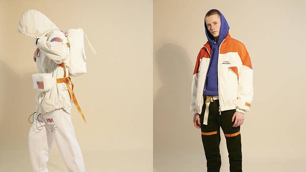 Heron Preston's AW18 showcase featured a collaboration with Carhartt and a Nasa collection. 