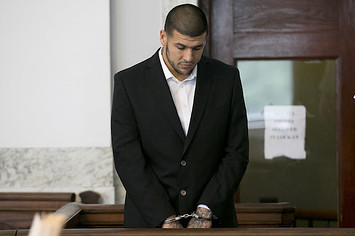 Aaron Hernandez appearing in court.