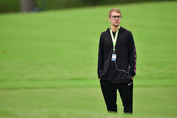 Justin Bieber attends a practice round prior to the 2017 PGA Championship