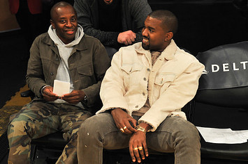 This is Kanye West at a basketball game.