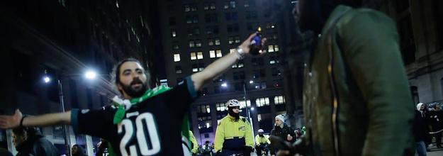 Philadelphia Eagles fans burn cars and celebrate in their tens-of-thousands  on the streets after Super Bowl win over New England Patriots