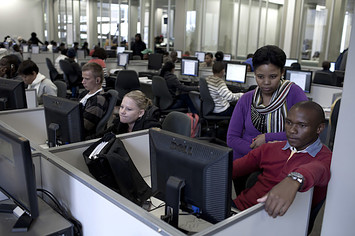 Students use the library at the University of the Free State
