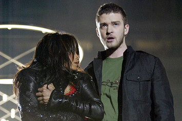 Janet Jackson and Justin Timberlake perform during the halftime show at Super Bowl XXXVIII