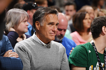 This is Mitt Romney at a Utah Jazz game.