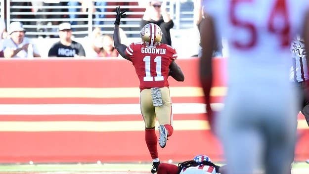 49ers wide receiver Marquise Goodwin played with a heavy heart on Sunday afternoon.