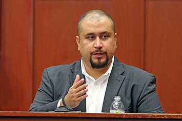 George Zimmerman looks at the jury