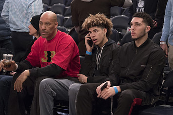 LaVar Ball with his sons LiAngelo Ball and LaMelo Ball