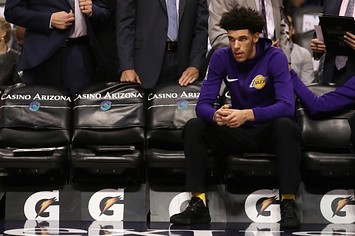 Lonzo Ball on the bench.