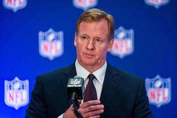 Roger Goodell speaks to the media after the NFL Owners meetings.