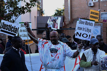Libya slavery protest