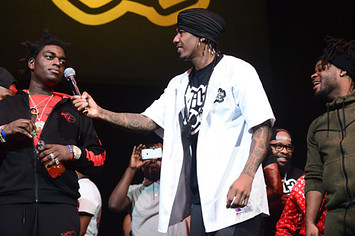 Nick Cannon and Kodak Black perform during the Nick Cannon's Wild N Out Tour