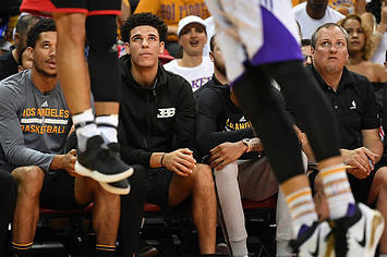 lonzo ball on the bench at summer league