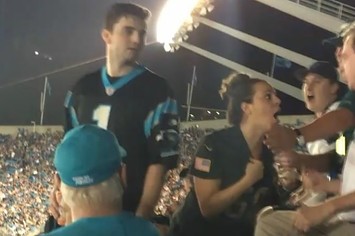 Panthers fan punches man.