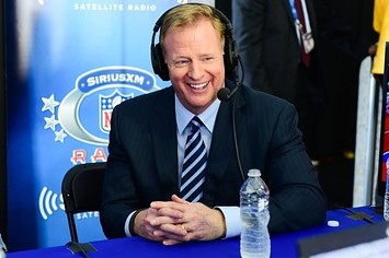 Roger Goodell conducts an interview.